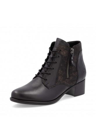 BOTTINE EN CUIR NOIR/ R5187-03